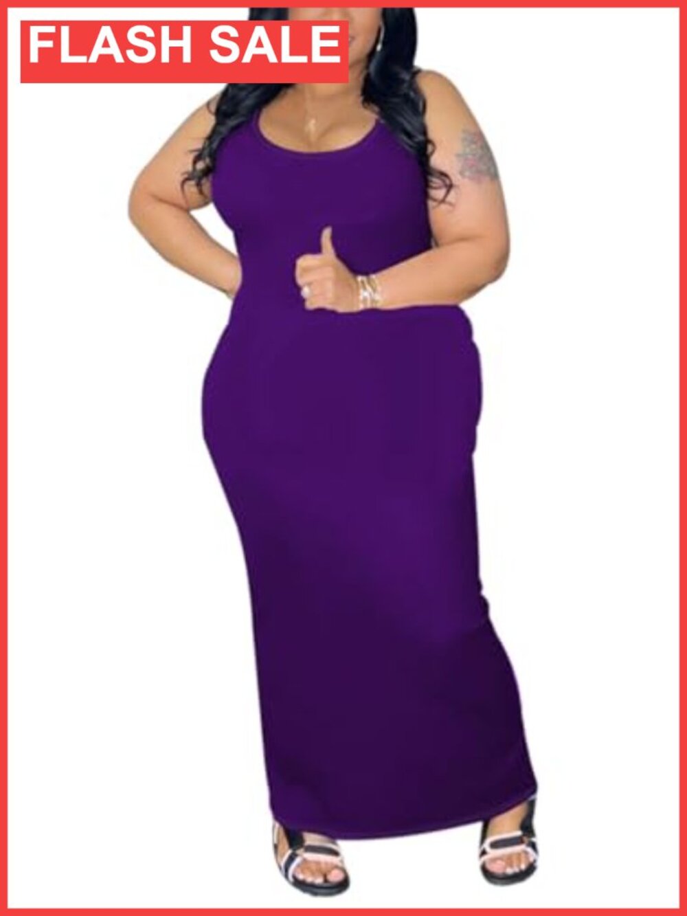 Plus Size Sleeveless Bodycon Maxi Tank Dress Slim Fit